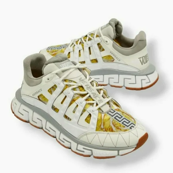 Versace Men's White Trigreca Lace Up Low-Top Sneaker US 12/EU 45 - Picture 3 of 8